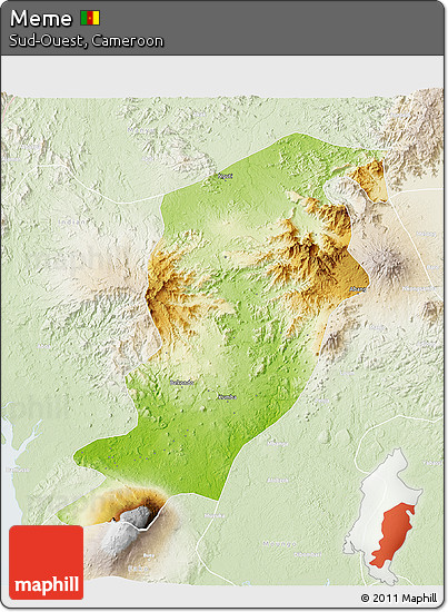 Physical 3D Map of Meme, lighten