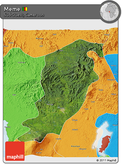 Satellite 3D Map of Meme, political outside