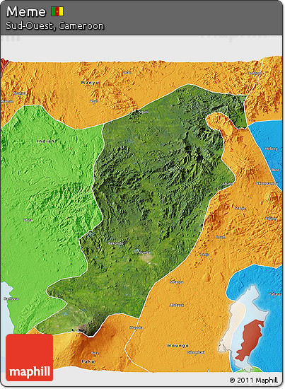 Satellite 3D Map of Meme, political outside