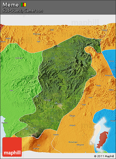 Satellite 3D Map of Meme, political outside