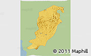 Savanna Style 3D Map of Meme, single color outside