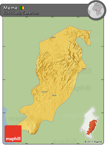 Savanna Style Map of Meme, single color outside
