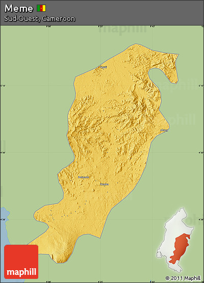 Savanna Style Map of Meme, single color outside