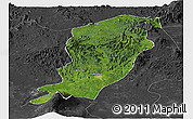 Satellite Panoramic Map of Meme, darken, desaturated