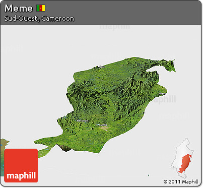 Satellite Panoramic Map of Meme, single color outside