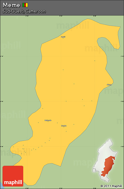 Savanna Style Simple Map of Meme, single color outside