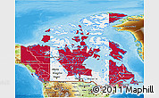 Flag 3D Map of Canada, physical outside, bathymetry sea