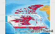 Flag 3D Map of Canada, political shades outside, flag rotated