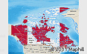 Flag 3D Map of Canada, shaded relief outside, bathymetry sea