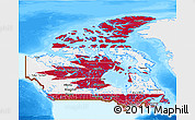 Flag 3D Map of Canada, single color outside, bathymetry sea, flag rotated