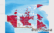 Flag 3D Map of Canada, single color outside, bathymetry sea, shaded relief sea