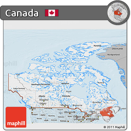 Gray 3D Map of Canada