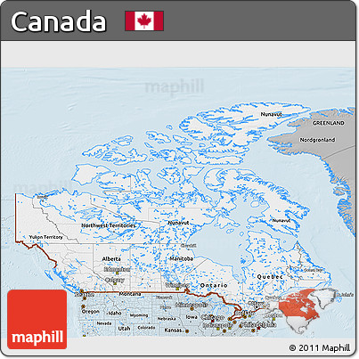 Gray 3D Map of Canada