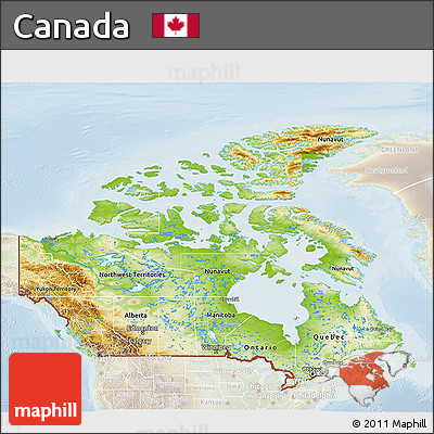 Physical 3D Map of Canada, lighten