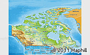 Physical 3D Map of Canada, political shades outside
