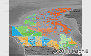 Political 3D Map of Canada, darken, desaturated