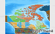 Political 3D Map of Canada, darken, land only