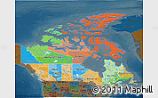 Political 3D Map of Canada, darken