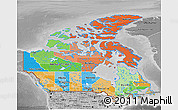 Political 3D Map of Canada, desaturated