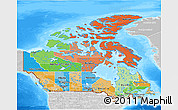Political 3D Map of Canada, lighten, desaturated, land only