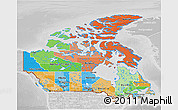 Political 3D Map of Canada, lighten, desaturated