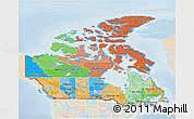 Political 3D Map of Canada, lighten