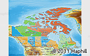 Political 3D Map of Canada, physical outside