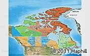 Political 3D Map of Canada, satellite outside, bathymetry sea