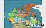 Political 3D Map of Canada, satellite outside
