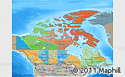 Political 3D Map of Canada, semi-desaturated, land only
