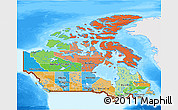 Political 3D Map of Canada, single color outside, bathymetry sea