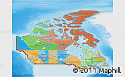Political 3D Map of Canada, single color outside, shaded relief sea
