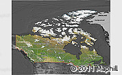 Satellite 3D Map of Canada, darken, desaturated