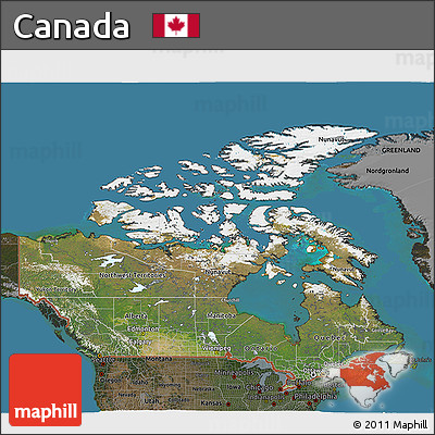 Satellite 3D Map of Canada, darken, land only