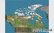 Satellite 3D Map of Canada, darken, land only