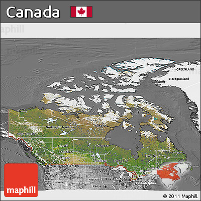 Satellite 3D Map of Canada, desaturated