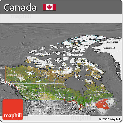 Satellite 3D Map of Canada, desaturated