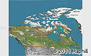 Satellite 3D Map of Canada, desaturated, land only