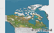 Satellite 3D Map of Canada, lighten, desaturated, land only