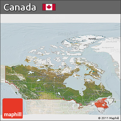 Satellite 3D Map of Canada, lighten