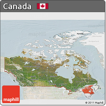 Satellite 3D Map of Canada, lighten