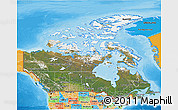 Satellite 3D Map of Canada, political outside