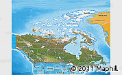 Satellite 3D Map of Canada, political shades outside