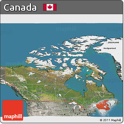 Satellite 3D Map of Canada, semi-desaturated, land only