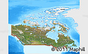 Satellite 3D Map of Canada, single color outside, bathymetry sea