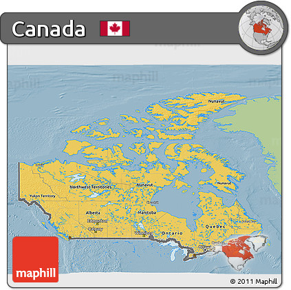 Savanna Style 3D Map of Canada, single color outside