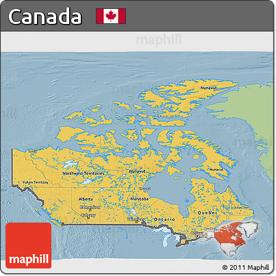Savanna Style 3D Map of Canada, single color outside