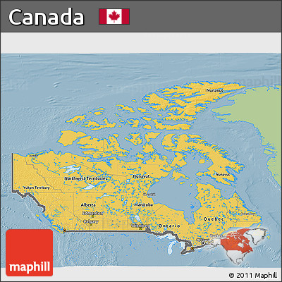 Savanna Style 3D Map of Canada, single color outside