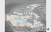 Shaded Relief 3D Map of Canada, darken, desaturated
