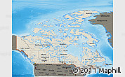 Shaded Relief 3D Map of Canada, darken, land only